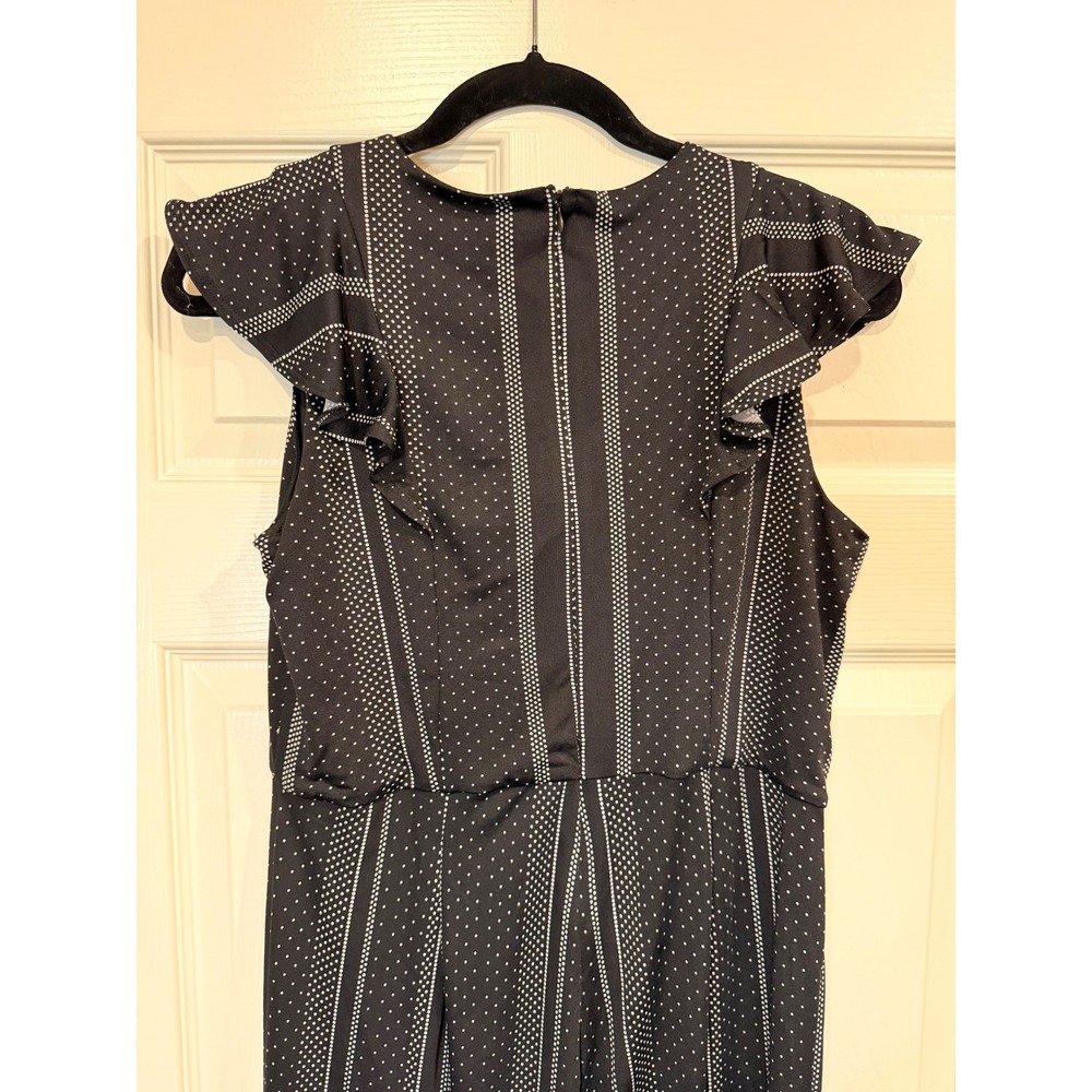 #B5 NY Collection Jumpsuit Sz. Petite Medium Black Ruffle Sleeve Polka Dot - Picture 5 of 7